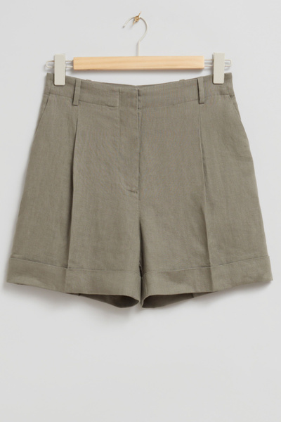 Tailored Wide-Leg Linen Shorts