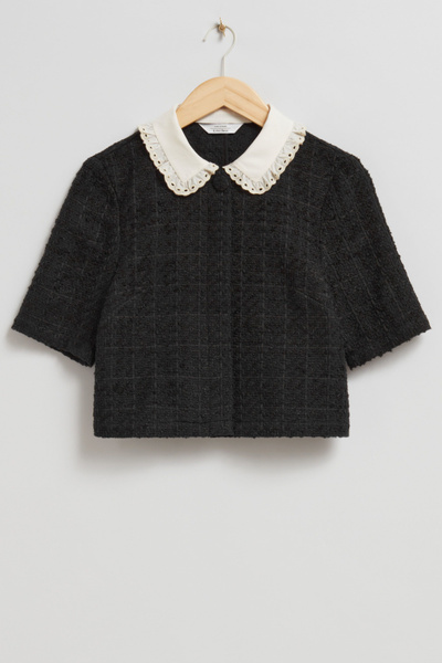 Collared Tweed Top