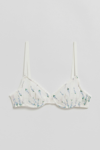 Flower Embroidered Underwire Bra