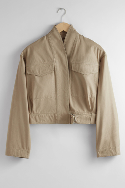 ◆codegraphy◆ Women's collar blouson jacket beige CBESWJP15 Shawl-Collar Jacket - Beige - Jackets - & Other Stories NO