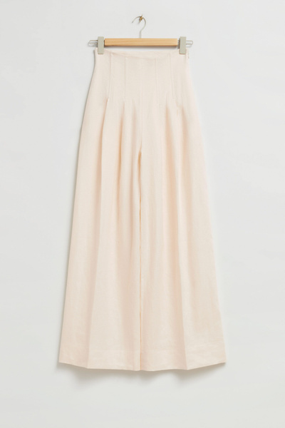 Corset Detail Wide Leg Trousers