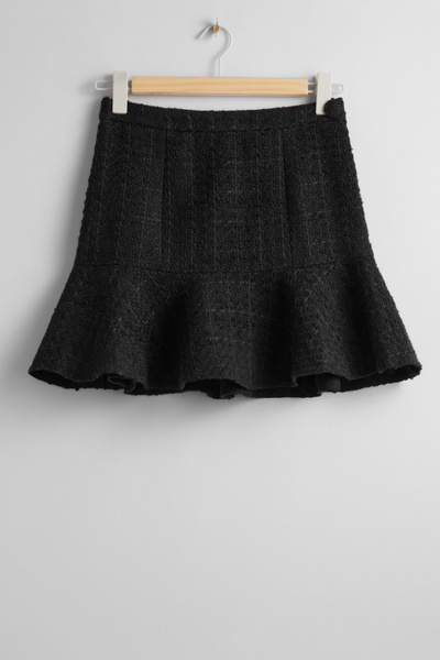 Ruffled Tweed Mini Skirt