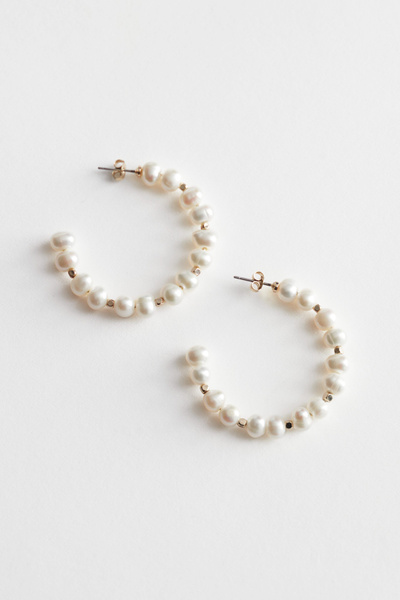 Fresh Water Pearl Hoop Earrings