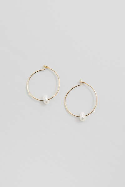 Pearl Pendant Mini Hoop Earrings
