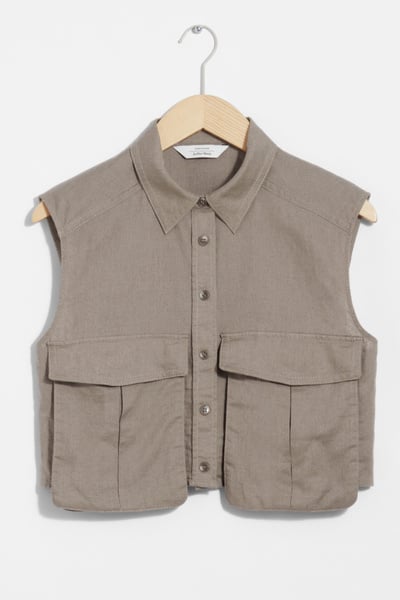 Cropped Patch-Pocket Top