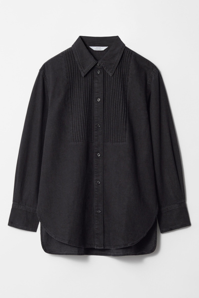 Pleated Denim Shirt