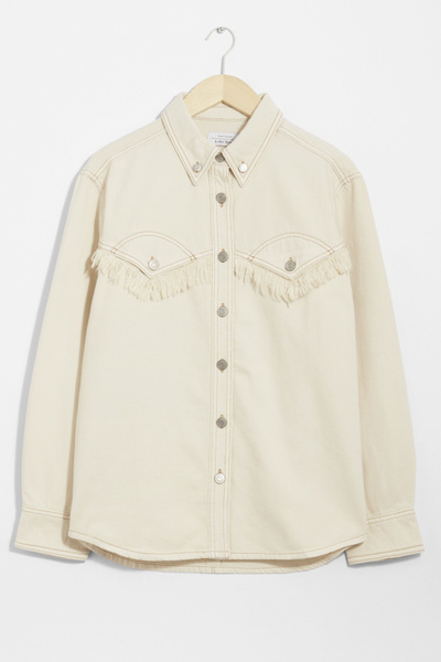 Fringed Oversized Denim Shirt