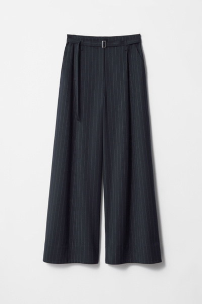 Belted Wool-Blend Trousers