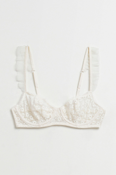 Pleated Frill Trimmed Underwire Bra