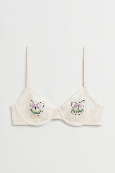 Butterfly Embroidered Underwire Bra