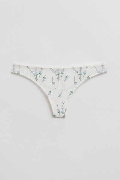 Flower Embroidered Thong