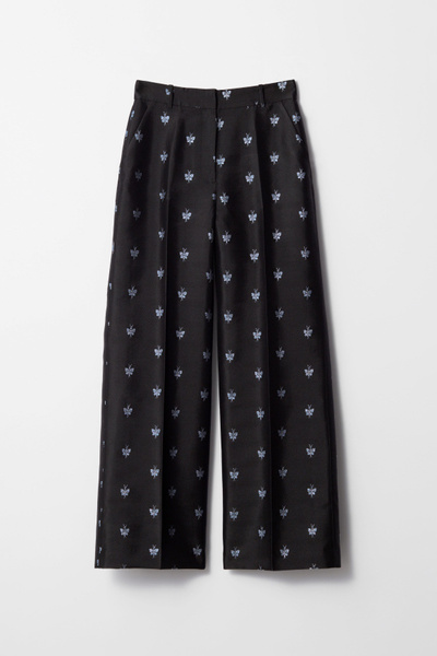 Wide Metallic-Jacquard Trousers