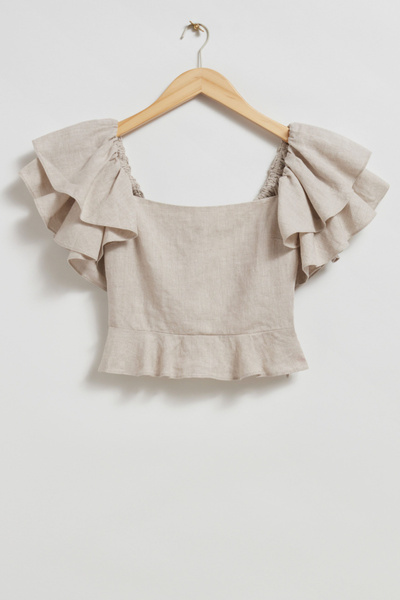 Frilled Sleeve Peplum Top