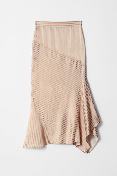 Flounced Pencil Midi Skirt