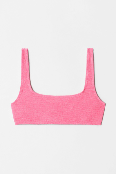 Textured Square-Neck Bikini Top