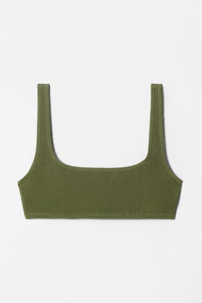 Textured Square-Neck Bikini Top