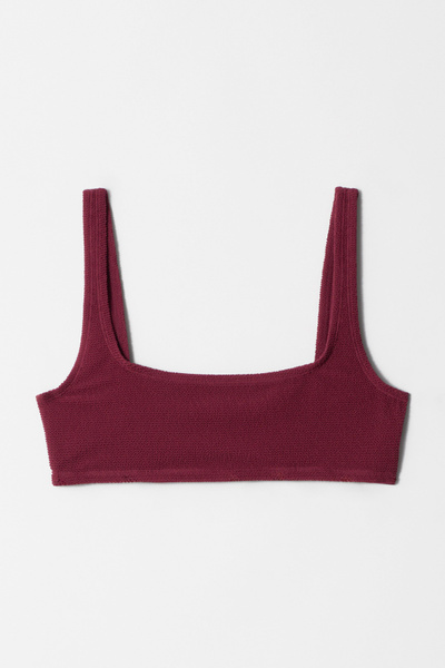 Textured Square-Neck Bikini Top