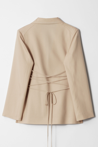 Single-Breasted Lace-Up Blazer