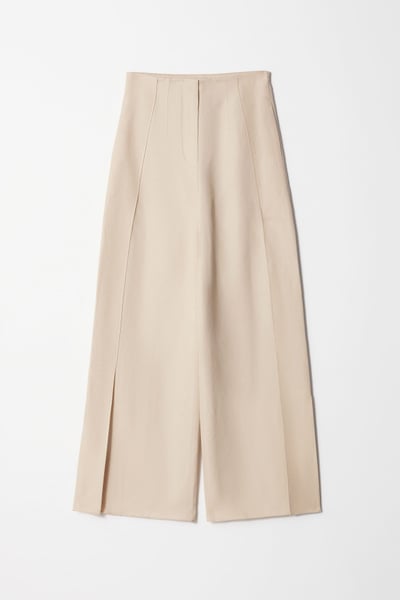 Wide-Leg Side-Slit Trousers