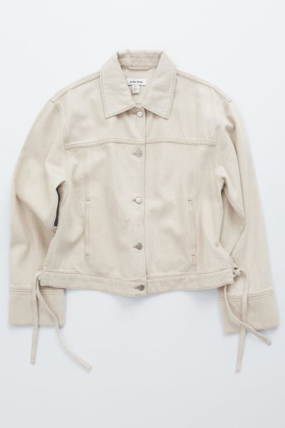 Cropped Tie-Closure Denim Jacket