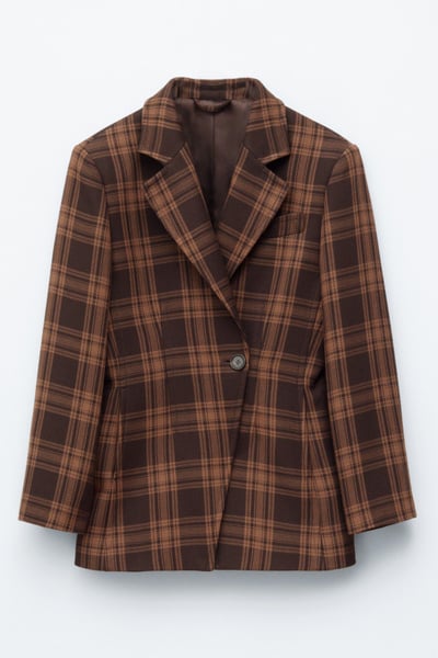 Fitted Shoulder-Pad Blazer