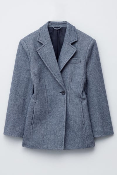 Fitted Shoulder-Pad Blazer