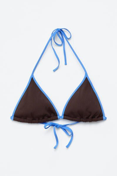 Contrast-Trim Triangle Bikini Top