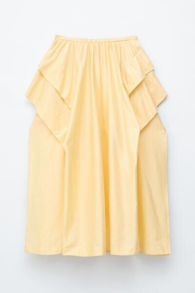 Gathered Cotton Midi Skirt