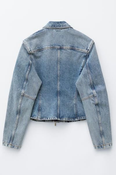 Fitted Zip-Up Denim Jacket