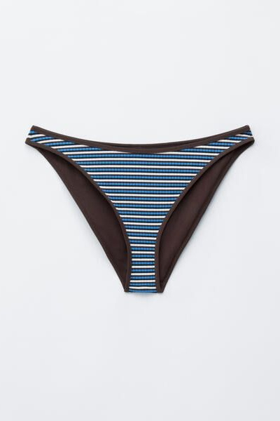 Contrast-Trim Ribbed Bikini Briefs