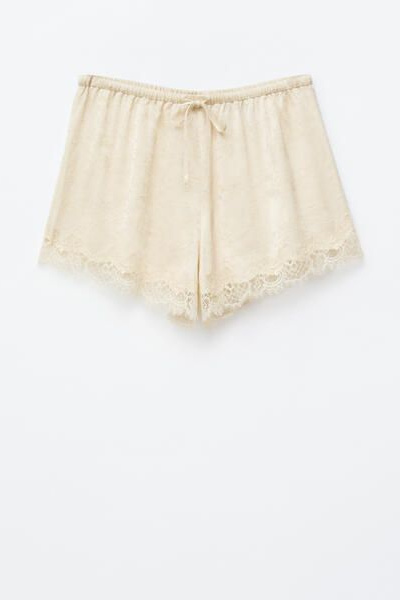 Lace-Panel Jacquard Mini Shorts