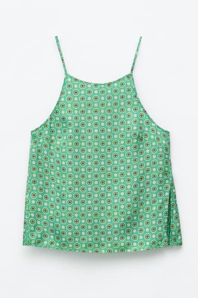 Contrast Binding Silk Top